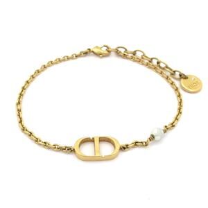 Christian Dior PETIT CD Bracelet Bracelet Gold Cream Hardware Faux Pearl